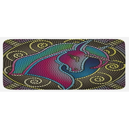 

Fantasy Kitchen Mat Fractal Unicorn with Mosaic Art Tile Effects Girlish Creature Display Print Plush Decorative Kitchen Mat with Non Slip Backing 47 X 19 Multicolor by Ambesonne