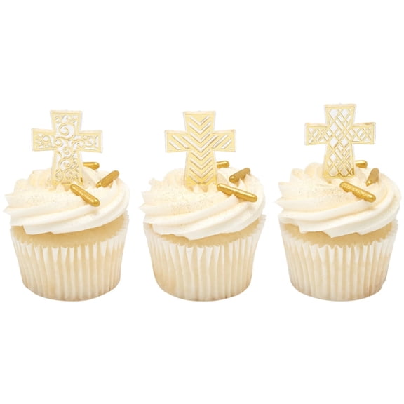 CakeDrake Cake Picks Gold Cross Assortment 12 Count