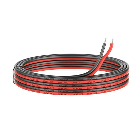 Cable eléctrico Haerkn 20 AWG de silicona, 2 conductores, 15 m, negro/rojo