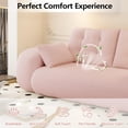 thumbnail image 6 of QuzyAor 78.7" 3-in-1 Convertible Sofa Bed, Teddy Fabric Foldable Sleeper, Modern Loveseat Lazy Sofa, No Assembly Required for Living Room Apartment, Pink, 6 of 11