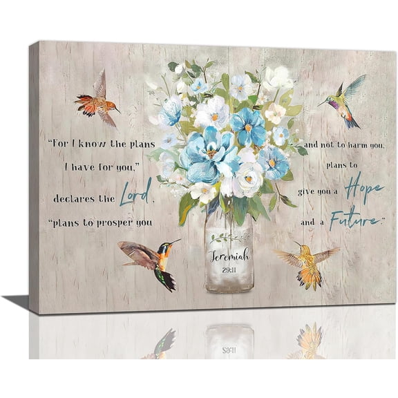 Christian Scripture Wall Art Country Farmhouse Jeremiah Canvas Prints Rustic Painting Bible Verse Religious Pictures Framed Artwork Church Gifts Home Decor for Kitchen Bathroom Bedroom Dining 16"x12"