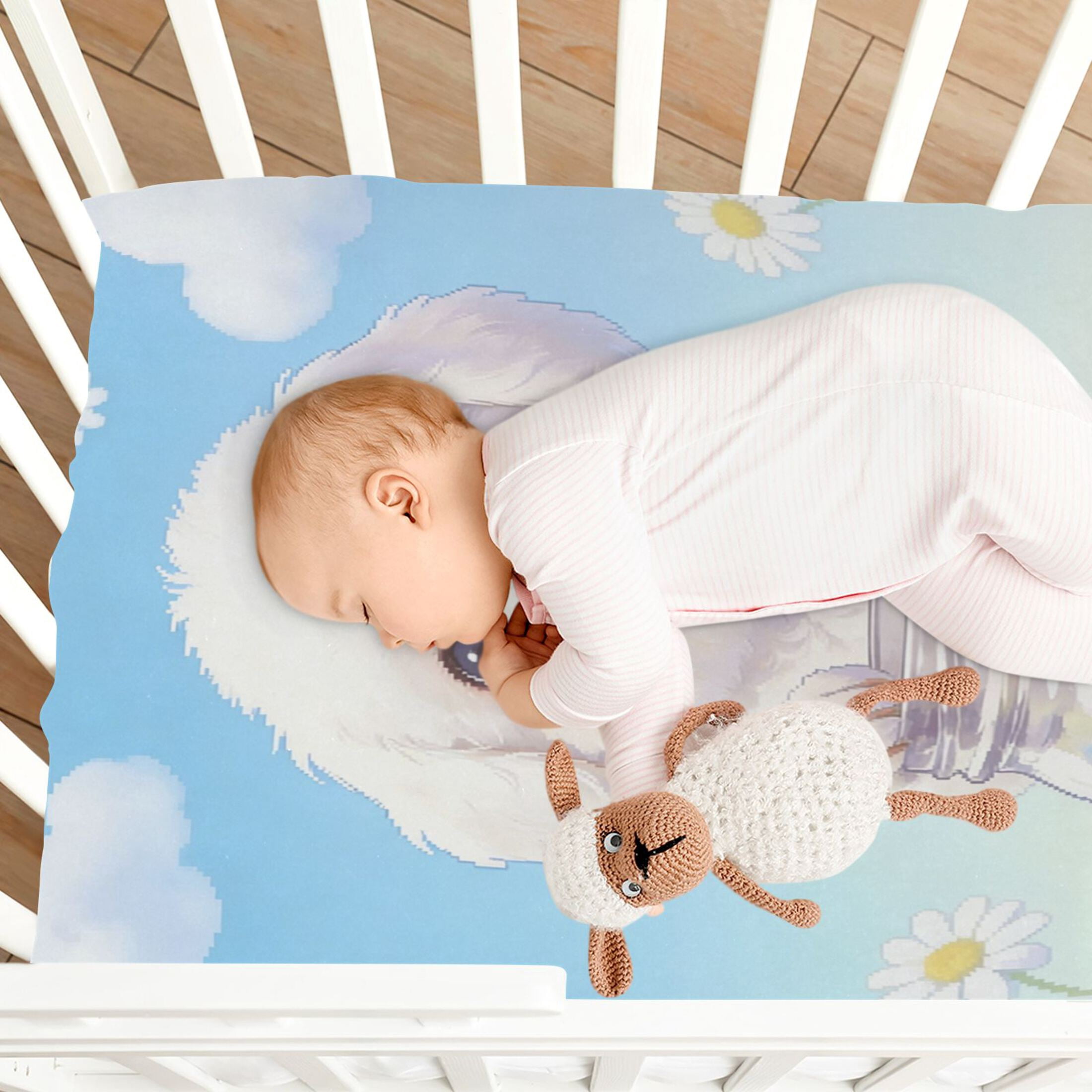 Baby Essentials 52”x 28”- Standard Cotton-like Modal Elastic- Candy Dog Pattern Design Crib Sheets for Newborns and Toddlers