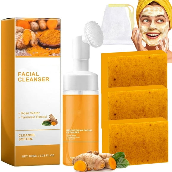 Set de jabón y jabón HABOHUSE con cúrcuma, 100 ml, con cepillo