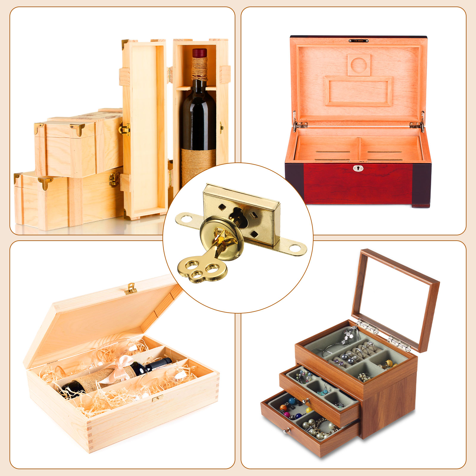 Unique Bargains Vintage Full Mortise Mini Locks Grey Black