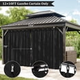 thumbnail image 3 of Pakunoda 4 Panel 11' X 79' Outdoor Curtains for 10' X 12' Gazebo, Waterproof Outdoor Privacy Curtain Panel set of 4, Black(Curtain Only), 3 of 8