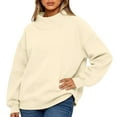 thumbnail image 5 of Fshiont Womens Oversized Sweatshirts Turtleneck Pullover Long Sleeve Hoodies Tops Fall Fashion 2025 Clothes Beige XL, 5 of 5