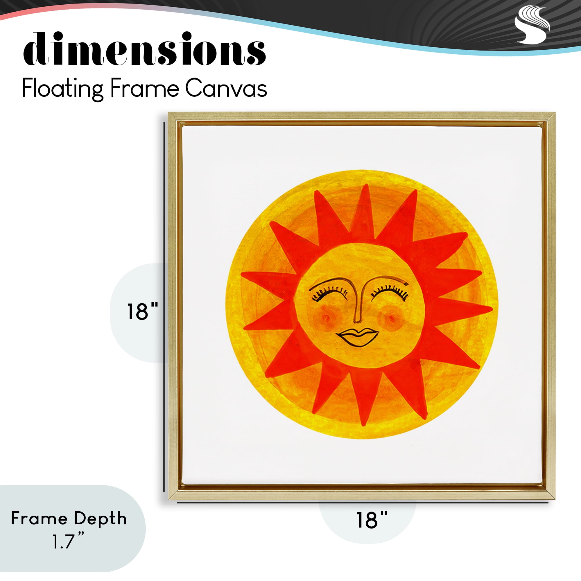 Stupell Industries Warm Fiery Sun Gold Framed Floater Canvas Wall Art, design by Katherine Herrell Studio