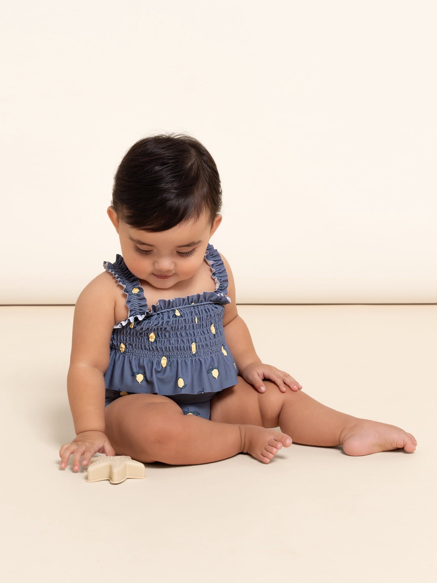 Modern Moments by Gerber Polyester Blue Breathable One Piece Bubble Swimsuit, 6-9 Months