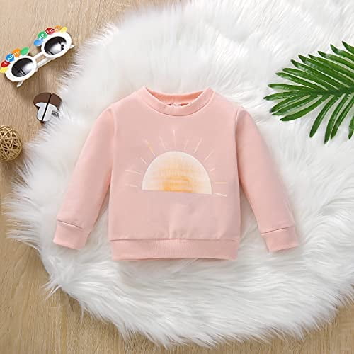 Infant Toddler Baby Girl Long Sleeve Sweatshirt Sun Print Crewneck Sweatshirt Pullover Top Fall Winter Tops Clothes 