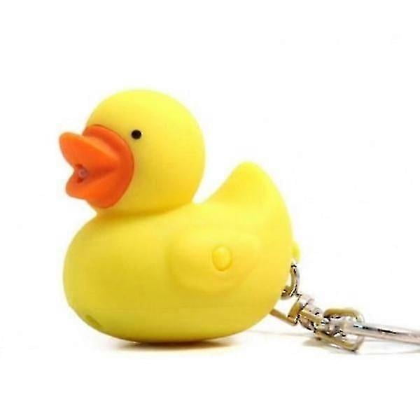 Llavero de pato con articulación y sonido de graznido, color amarillo, talla única.