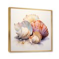 thumbnail image 2 of Designart "Watercolor White Seashells composition I" Animals Floater Framed Canvas Art Print, 2 of 7