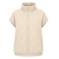 thumbnail image 5 of NominalSnug Women Short Sleeve Quilted Vest Stand Collar Zip Up Lightweight Padded Outerwear With Side Pockets, 5 of 8
