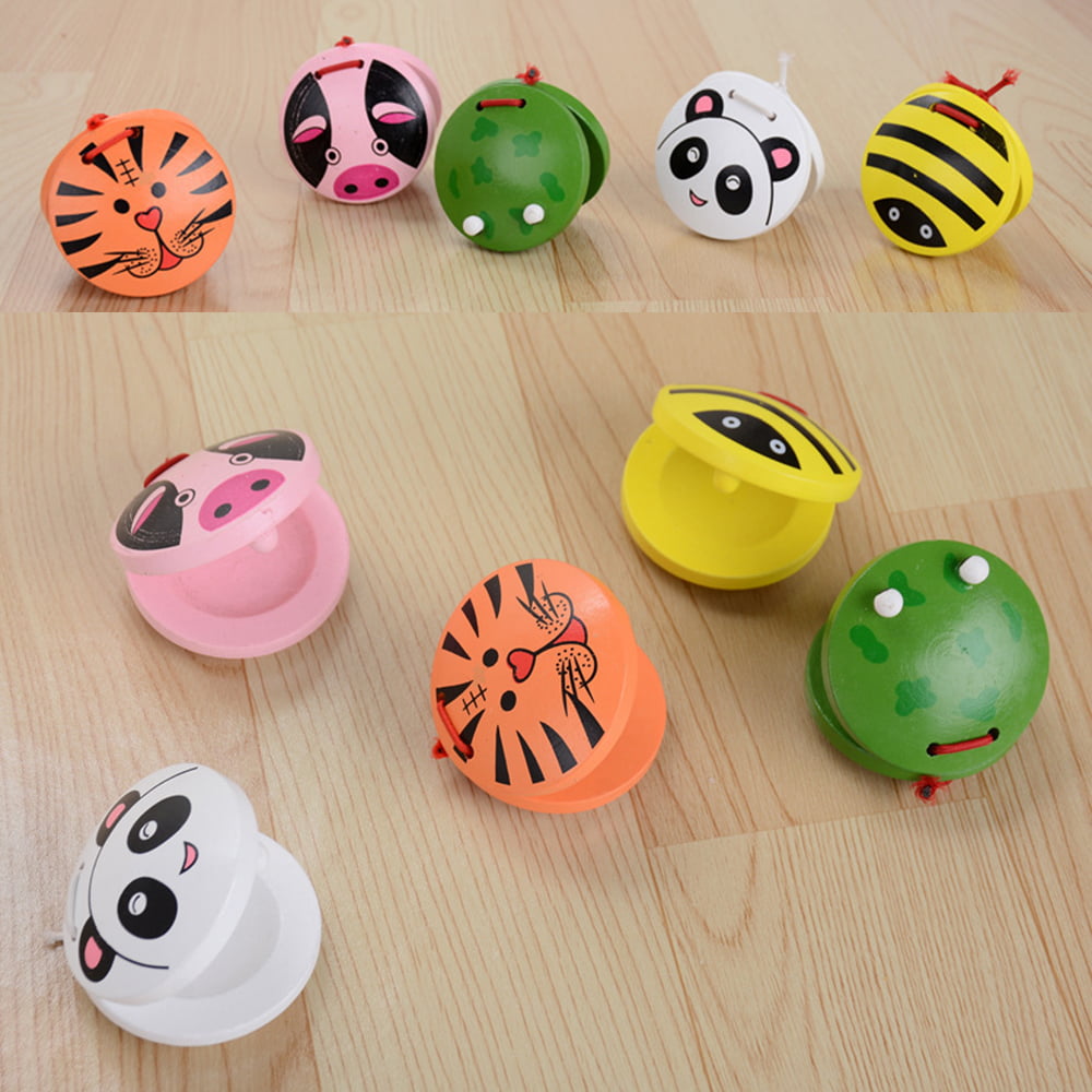 Green WOODEN CASTANET Clapper LADYBUG Music Musical EDUCATIONAL Toy TODDLER Kids