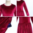 thumbnail image 4 of FYMNSI Girls Velvet Christmas Dress Evening Party Dress Vintage Long Sleeve Ruffle Maxi Gown with Pockets 11-12 Years Wine Red, 4 of 5