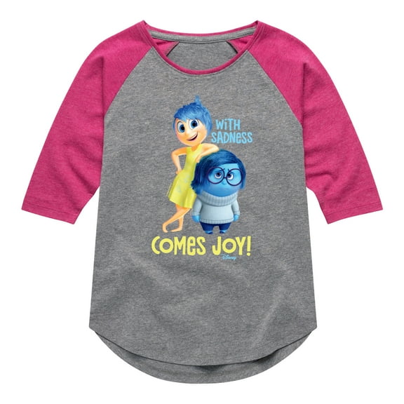 Inside Out - With Sadness Comes Joy - Toddler And Youth Girls Raglan Graphic T-Shirt