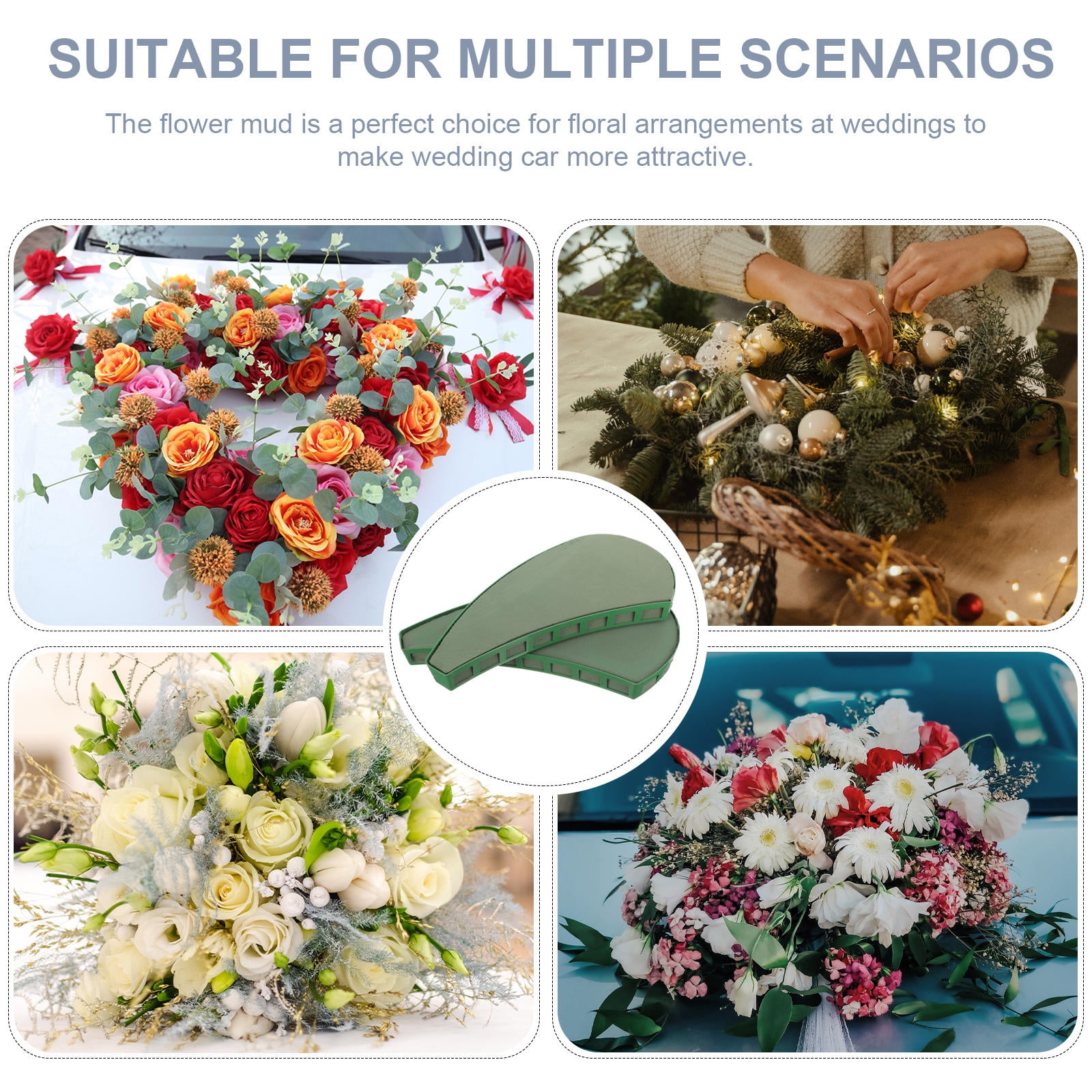 NUOLUX Plastic Floral Foam Blocks Green for Wedding Car with Suction Cup