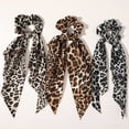 thumbnail image 4 of Fashion Leopard Print Bow Satin Girls Elastic Hair Bands Long Ribbon Ponytail Scarf Hair Tie Women Scrunchies Hair Accessories, 4 of 4