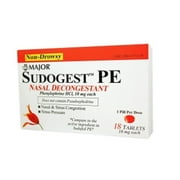 Major Sudogest PE Nasal Decongestant Tablets, 10 mg, 18 Count