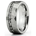 thumbnail image 2 of Metal Masters Mens Tungsten Carbide Ring Hammered Meteorite Wedding Band 8mm Silvertone Black, 2 of 6