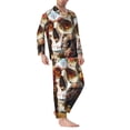 thumbnail image 2 of Fotbe Rose Floral Skull Pijama de Hombre con Estampado de Manga Larga, Conjunto de 2 Piezas, Ropa de Dormir Suave y Cómoda con Bolsillos-X-Large, 2 of 7