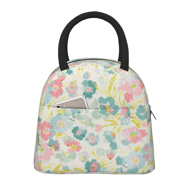 Easygdp Watercolor Wildflowers Bolsa de Almuerzo Insulada Grande, Forro de Aluminio, Diseño Espacioso, a Prueba de Fugas, Ideal para Trabajo, Picnics, Viajes y Actividades al Aire Libre