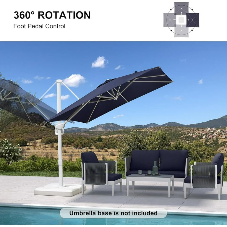 costco led patio umbrella Seasons Sentry 10' Square Solar LED Cantilever Umbrella