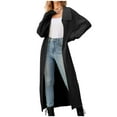 thumbnail image 3 of BiZtdJrK Long Sleeve Sweaters for Women Floor Length Open Front Sweater Cardigan Knit Lapel Collar Fashion Casual Outerwear Black XL, 3 of 5