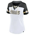 thumbnail image 2 of Women's Fanatics Branded White Pittsburgh Steelers Dueling Slant V-Neck Lace-Up T-Shirt, 2 of 3
