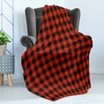thumbnail image 4 of Plaid Soft Flannel Fleece Throw Blanket, Lumberjack Fashion Buffalo Checks Pattern Retro Style Grid Composition, Cozy Plush for Indoor and Outdoor Use, 60" x 80", Orange Black, by Ambesonne, 4 of 5