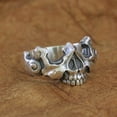 thumbnail image 3 of 925 Sterling Silver Half Skull Face Ring Biker Punk Jewelry TA275 US Size 14, 3 of 15
