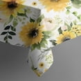 thumbnail image 5 of White Green Leaf Flower Sunflower Pattern Square Tablecloth,Waterproof Square Table Cover,Wipeable Spillproof Washable Table Cover for Home Kitchen Party Decor 60"x60"(152x152cm), 5 of 6