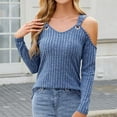 thumbnail image 2 of ZyeKqe Sweaters for Womens Long Sleeve Shirts Cold Shoulder Knit Top Scoop Neck Pullover Top Loose Fitting, 2 of 8