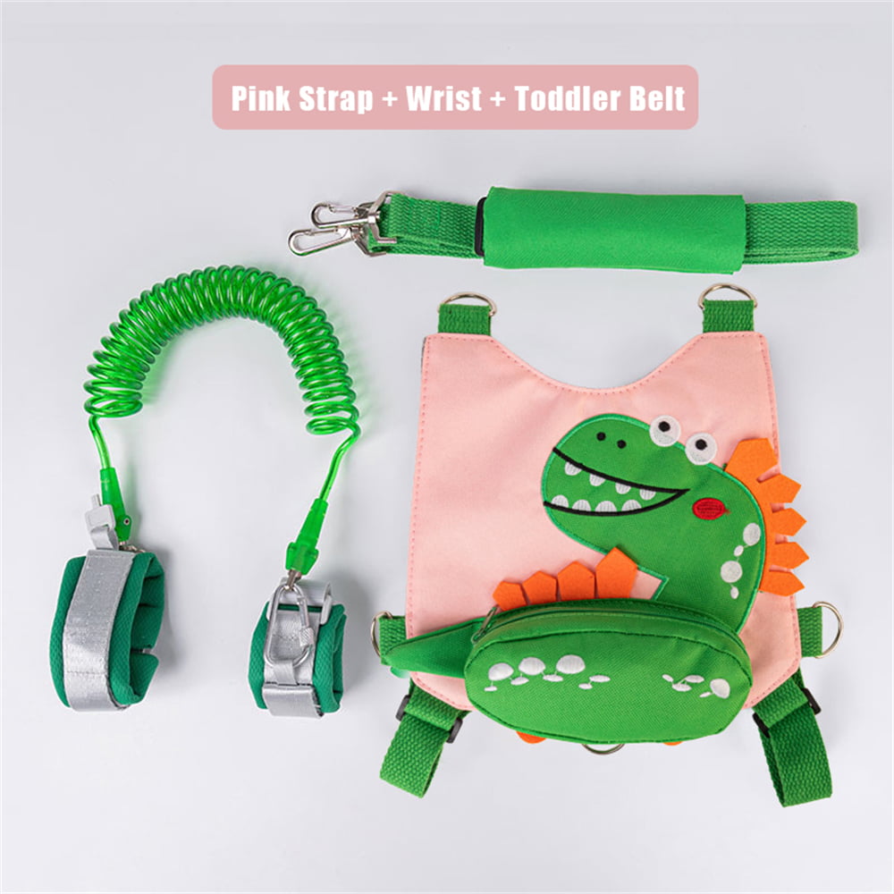 4 Pieces Toddler Leashes Dinosaur Toddler Backpack Leash Kids Backpack Harness with Leash Cute Backpack Anti-Lost Rope Toddler Safety Belt Anti Lost Wrist Link for 1-5 Years Old Kid Girl Boy 
