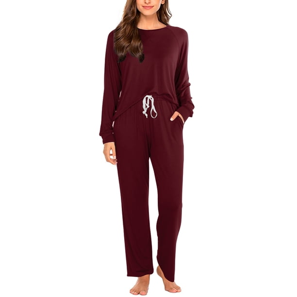 Womens Plus Size Pj Set 2 Piece Long Sleeve Pajamas Tops with Long