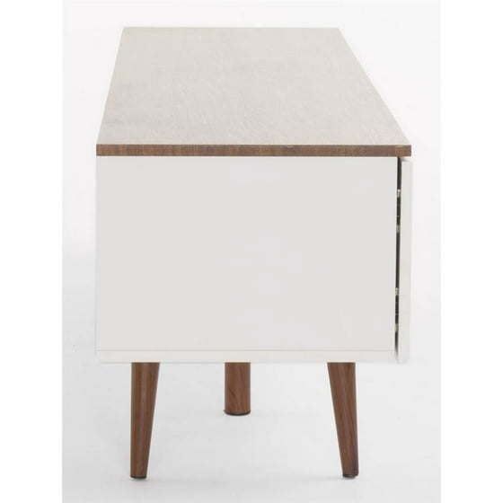 Wood Tv Stand In White Matte And Walnut Finish Com