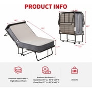 Puremind Folding Bed with 5 Inch Mattress Included, 75 x 46 Rollaway Bed for Adults, Space-Saving Portable Bed with Headboard and Dust Cover