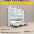 thumbnail image 2 of JERFIT White Modern Horizontal Murphy Bed with Bookshelf, Twin Size Wall Bed, Space Saving Foldable Bed for Bedroom, Guest Room, 2 of 10