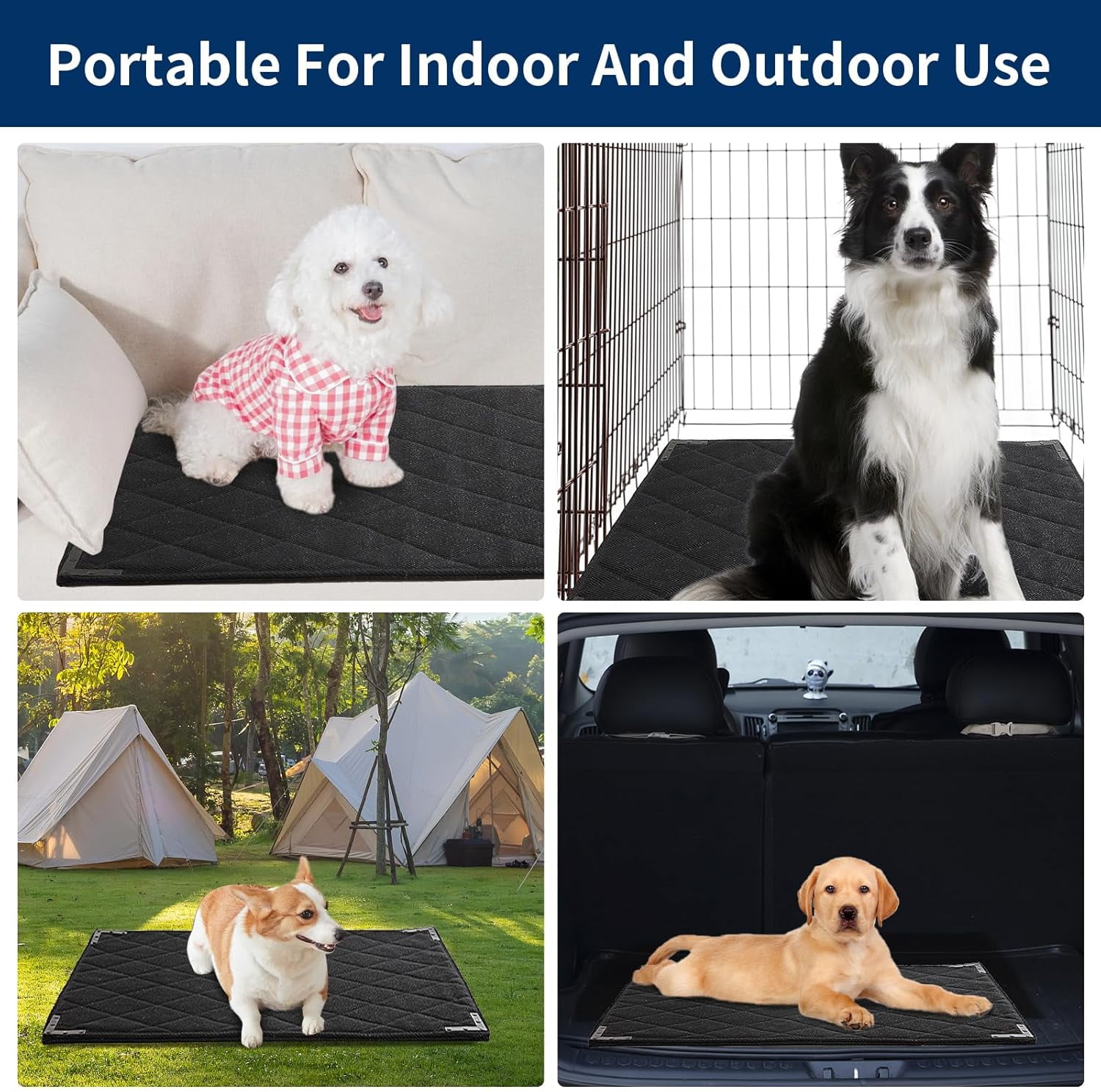 Durable Chew Proof Dog Bed with Metal Rivet Corner for Large Dogs, Stable Kennel Pad Mat for Teething Puppy, Durable Indoor Outdoor Crate Pad for Medium Dog Crates, 41"x28"