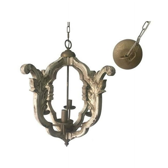 Crestview Collection Caprice 4 Light Wood Pendant in White