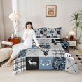 thumbnail image 4 of Homewish Hippie Rustic Farmhouse Queen Comforter Set, Tribal Western Deer Bedding Sets, Vintage Fashion Style Reversible Bedding Comforter Set, Lightweight Room Decor, 3 Pieces, 4 of 8