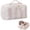 White-Pink, variant on Stripe Travel Makeup Bag with Compartments, Clear Coated Waterproof Open Flat Cosmetic Bag, Portable Toiletry Bag for Women, Pink-Orange
