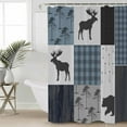 thumbnail image 2 of 72x78 Inch Shower Curtain Vintage Pliad Bathroom Decor Waterproof Fabric Bathtub Bath Curtains Decorative Farmhouse Bear Deer Trees Forest Checked Extra Long Shower Curtain Set with Hooks, 2 of 6
