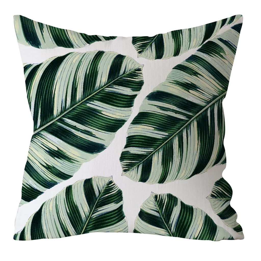 Polyester pillow case cover green leaves throw sofa car cushion cover Home Decor
