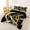 thumbnail image 2 of Homewish Yellow Abstract Lines Full Size Comforter Sets,Contemporary Aesthetic Bedding Comforter Set,Black Reversible,3 Pieces,1 Comforter and 2 Pillowcases, 2 of 7