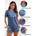 thumbnail image 6 of Short Sleeve Cotton Pajamas Sets for Women 2pc Women's Shorts Pajama Set Women's Cat Print Pajama Set Womens Summer Pajamas Sets Soft Loungewear Sets for Women, S-XXL, 6 of 13