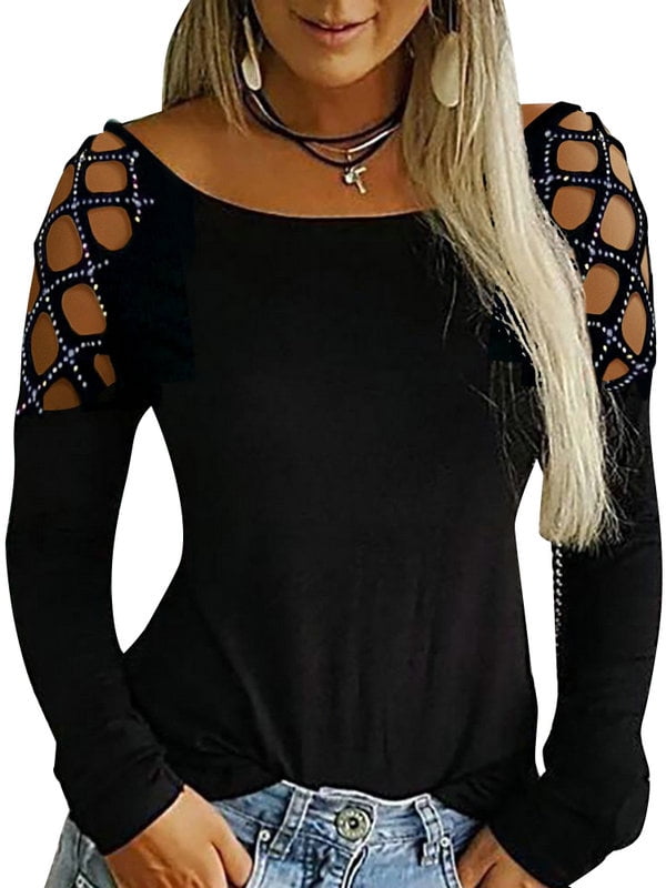 cold shoulder glitter tops