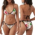 thumbnail image 3 of KLL Christmas Gingerbread Cookies Print Bikini Set for Women,String Two Piece Halter Top Triangle Bikini Set with Tie Side Bottom Sexy Swimsuit Bathing Suits, 3 of 5