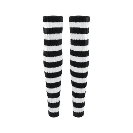 

One Opening Women Striped Leg Warmers Knee High Socks Knit Ribbed Leg Warmers