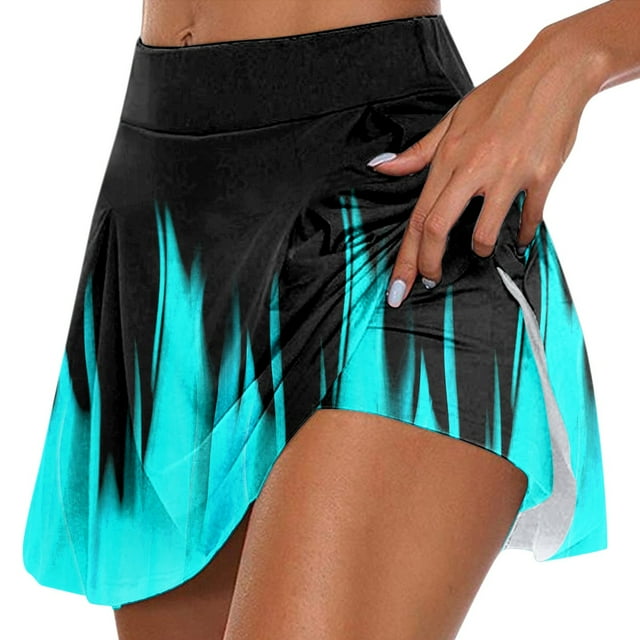 Gibobby faldas deportivas para mujer Falda estampada de entrenamiento informal diario para mujer Tenis Yoga Deporte Falda Pantalones cortos Falda(Negro, S)