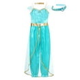 thumbnail image 3 of iiniim Girls Princess Jumpsuit With Choker And Headwear Set Sparkly Party Formal Dance Outfit Light Blue 6, 3 of 7